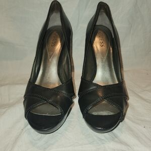 Guess Black Peep Toe Heels